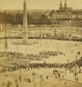 France Paris Second Empire Place de la Concorde Old Stereo photo Debitte 1865