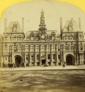 France Paris Second Empire City Hall Façade Old Stereo photo 1865