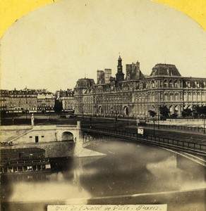 France Paris Second Empire City Hall Old Stereo photo 1865 #1
