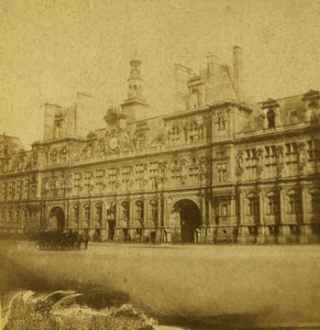 France Paris Second Empire City Hall Old Stereo photo 1865 #2