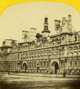 France Paris Second Empire City Hall Old Stereo photo 1865 #3