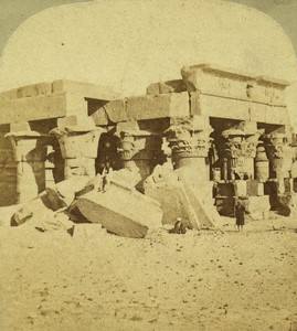 Egypt Temple of Kom Ombo Old Stereo photo Francis Frith 1857
