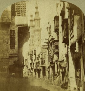 Egypt Cairo street Mosque of Metwali Old Stereo photo Francis Frith 1857