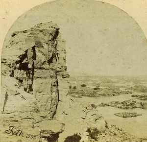 Egypt Rock of Abusir & Second Cataract Old Stereo photo Francis Frith 1857