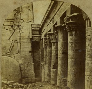 Egypt Temple of Philae Principal Court Old Stereo photo Francis Frith 1857