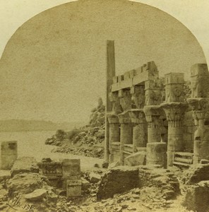 Egypt Island Temple of Philae Old Stereo photo Francis Frith 1857