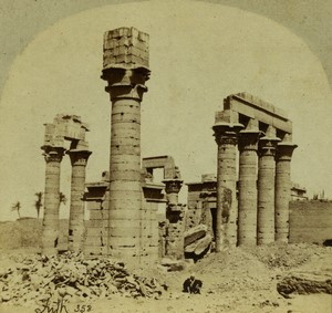 Egypt Thebes Temple of Erment Old Stereo photo Francis Frith 1857