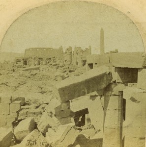 Egypt Ruins of Karnak Old Stereo photo Francis Frith 1857