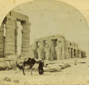 Egypt Thebes the Memnonium Old Stereo photo Francis Frith 1857