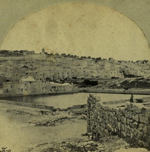 Palestine Hebron Panorama Pool of David Old Stereo photo Francis Frith 1857