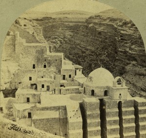 Palestine Greek Orthodox Monastery Mar Saba old Stereo photo Francis Frith 1857