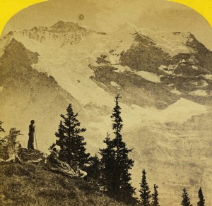 Suisse Alpes la Jungfrau Montagne Alpine Club ancienne Photo Stereo William England 1865