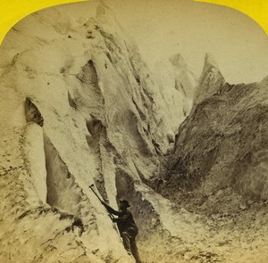 France Alps Chamonix Bossons Glacier Alpine Club Old Stereo photo England 1865#1