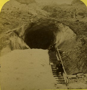 Switzerland Alps Grindelwald Ice Cave Glacier Old Stereo photo Block 1865