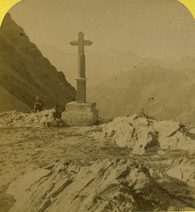 Switzerland Alps Great St Bernard Plan de Jupiter Old Stereo photo Block 1865