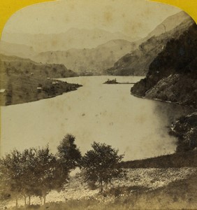 Switzerland Alps Lungern Lake Old Stereo photo Braun 1865