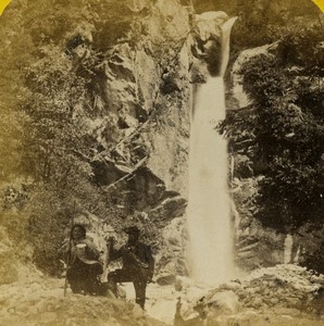 France Alps Chamonix Dard Waterfall Old Stereo photo Tairraz 1870's