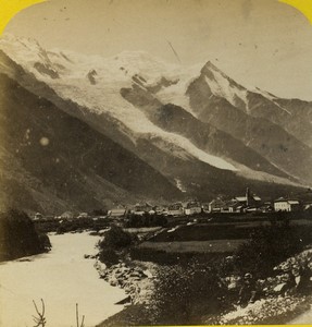 France Alps Chamonix & Mont Blanc Old Stereo photo Tairraz 1865