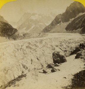 France Alps Chamonix Mer de Glace & Montanvert Old Stereo photo Tairraz 1865 #3