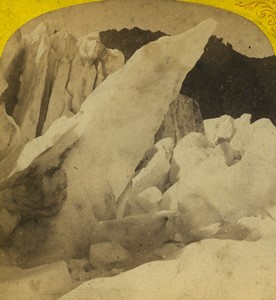 France Alps Chamonix Glacier Serac Crevasse Old Stereo photo Tairraz 1865