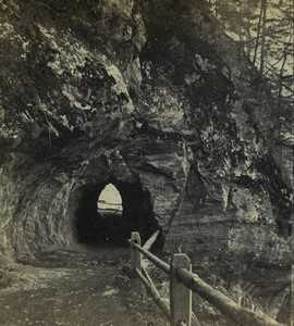 Switzerland Savoie road Tunnel near Martigny Old Stereo photo Tairraz 1865