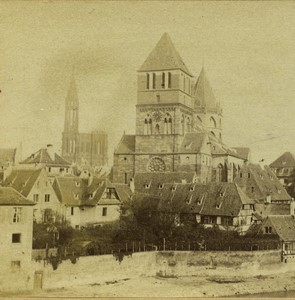 France Strasbourg St Thomas Church Old Stereo photo 1860