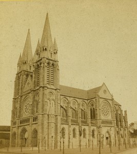 France Voyage aux Pyrenees Bayonne new church Old Stereo photo Andrieu 1860