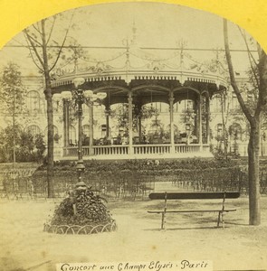 France Paris Champs Elysées Concert Musard Bandstand Old Stereo photo 1860