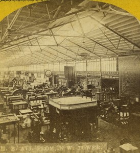 USA Philadelphie Centennial Exhibition Stand Grande Bretagne ancienne Photo Stereo 1876