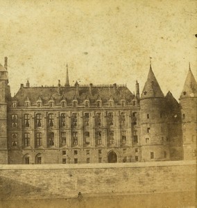 France Paris Tour de l'Horloge Conciergerie ancienne Photo Stereo A.G. 1870