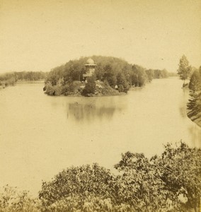 France Paris Bois de Boulogne Lake Old Stereo photo 1870