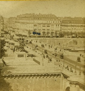 France Paris Nouveau Pont Neuf bridge Old N.C. Stereo photo 1870