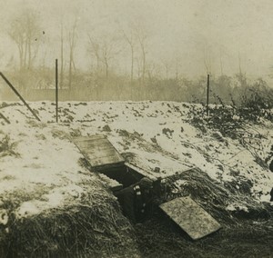 First World War Marne coming out of underground shelter Old Stereo Photo 1918