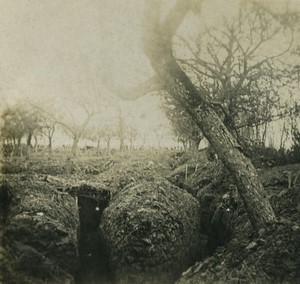 France Première Guerre Mondiale Marne boyaux de communication Ancienne Photo Stereo 1918