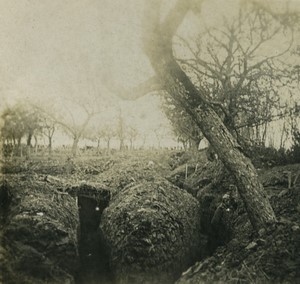 France First World War Marne communication trenches Old Stereo Photo 1918