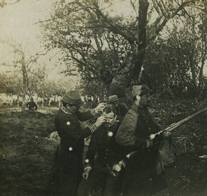 France First World War Marne Soldier barber in a trench Old Stereo Photo 1918