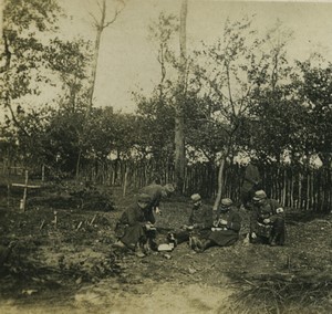 France First World War Marne resting soldiers Old Stereo Photo 1918