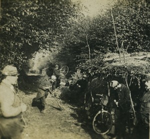 France First World War Marne Soldiers cyclists Old Stereo Photo 1918