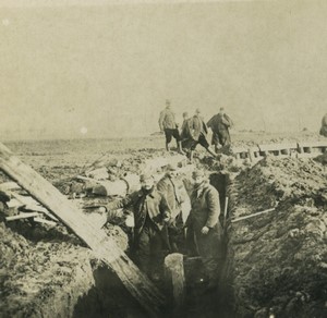 France First World War Marne Trench under construction Old Stereo Photo 1918