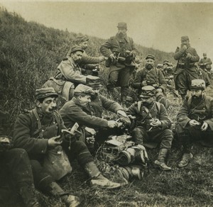 France First World War Marne the big stop Soldiers Resting Old Stereo Photo 1918