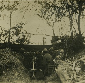 France First World War Marne a machine gun Old Stereo Photo 1918