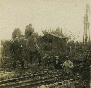 France First World War Marne railway line cut by a trench Old Stereo Photo 1918