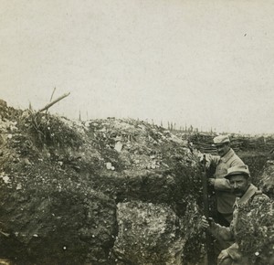 France First World War Marne front line trench Old Stereo Photo 1918