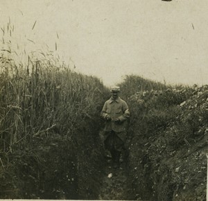France First World War Path going from village to trench Stereo Photo 1918