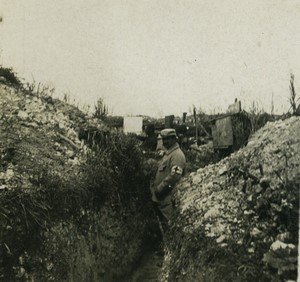 France First World War Marne mailbox in a trench Old Stereo Photo 1918