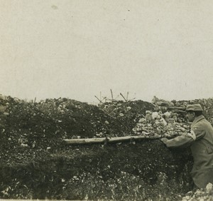 France First World War Marne stretcher-bearer in a trench Old Stereo Photo 1918