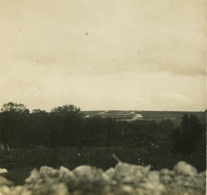 France First World War 2nd line German trenches in distance Stereo Photo 1918