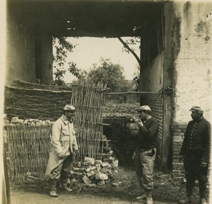 France First World War Marne Defense of a village Farm Old Stereo Photo 1918