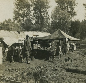 France First World War Marne Defense of village Camp Post Old Stereo Photo 1918