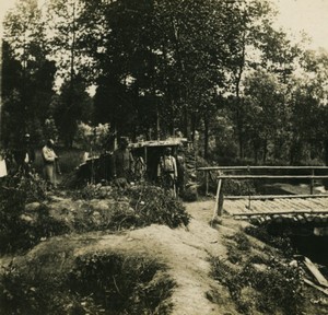 France First World War Marne Defense of a village Post Bridge Stereo Photo 1918